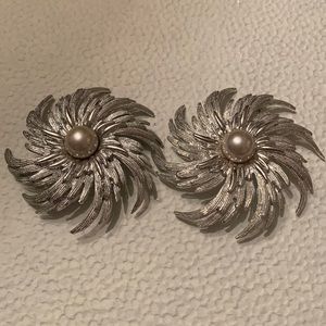 Signed Vintage Sarah Coventry Pinwheel pin brooches.